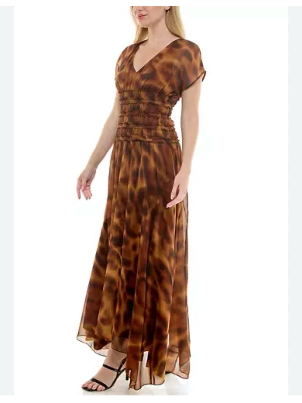 Taylor Women's Smocked Waist Animal Printed Dress